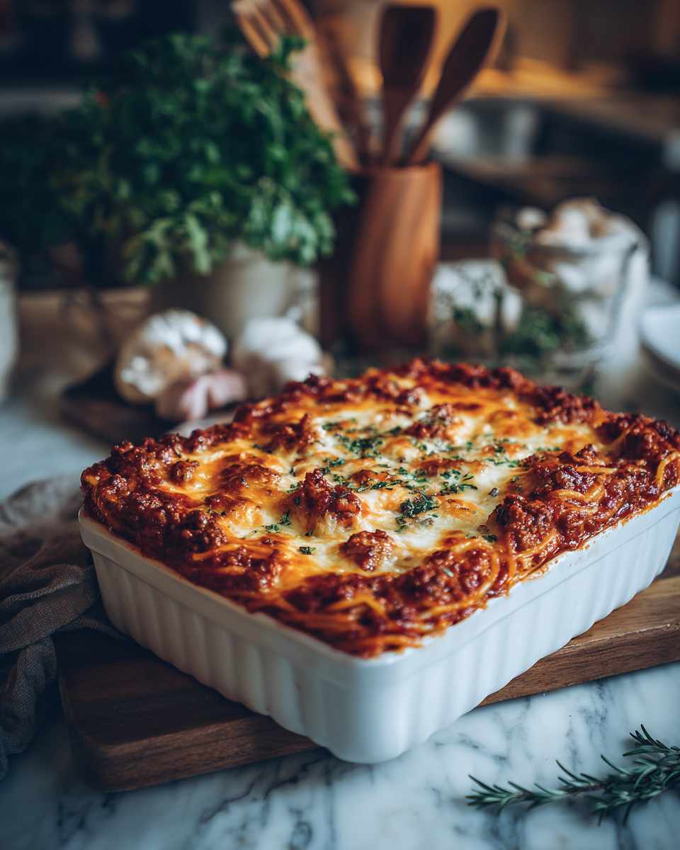 Baked Cheesy Spaghetti Casserole