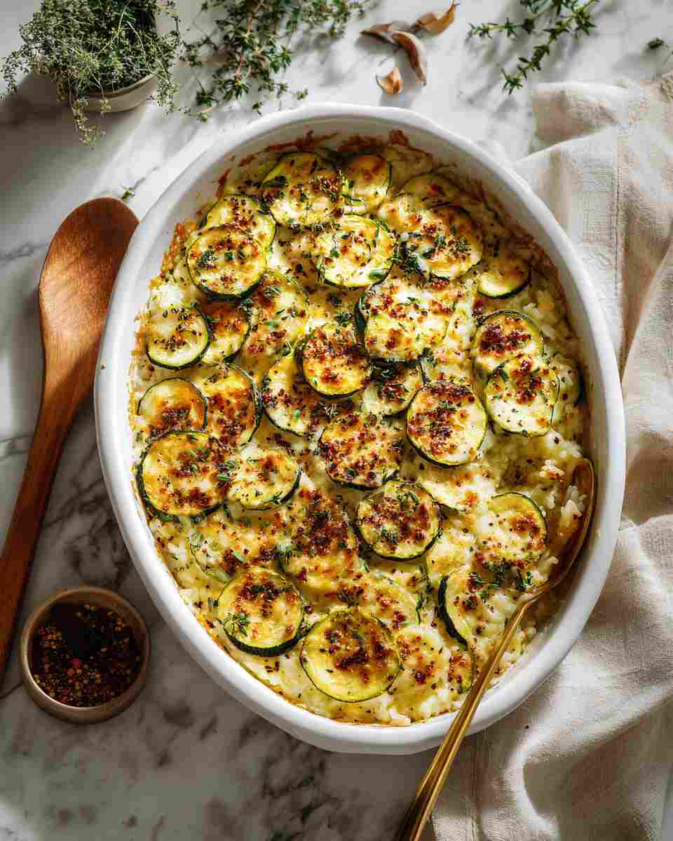 Baked Cheesy Zucchini and Rice Casserole