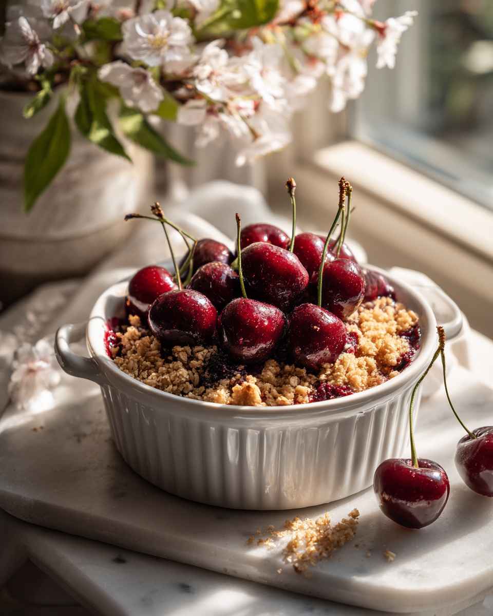 Baked Cherry Crisp with Buttery Oat Topping