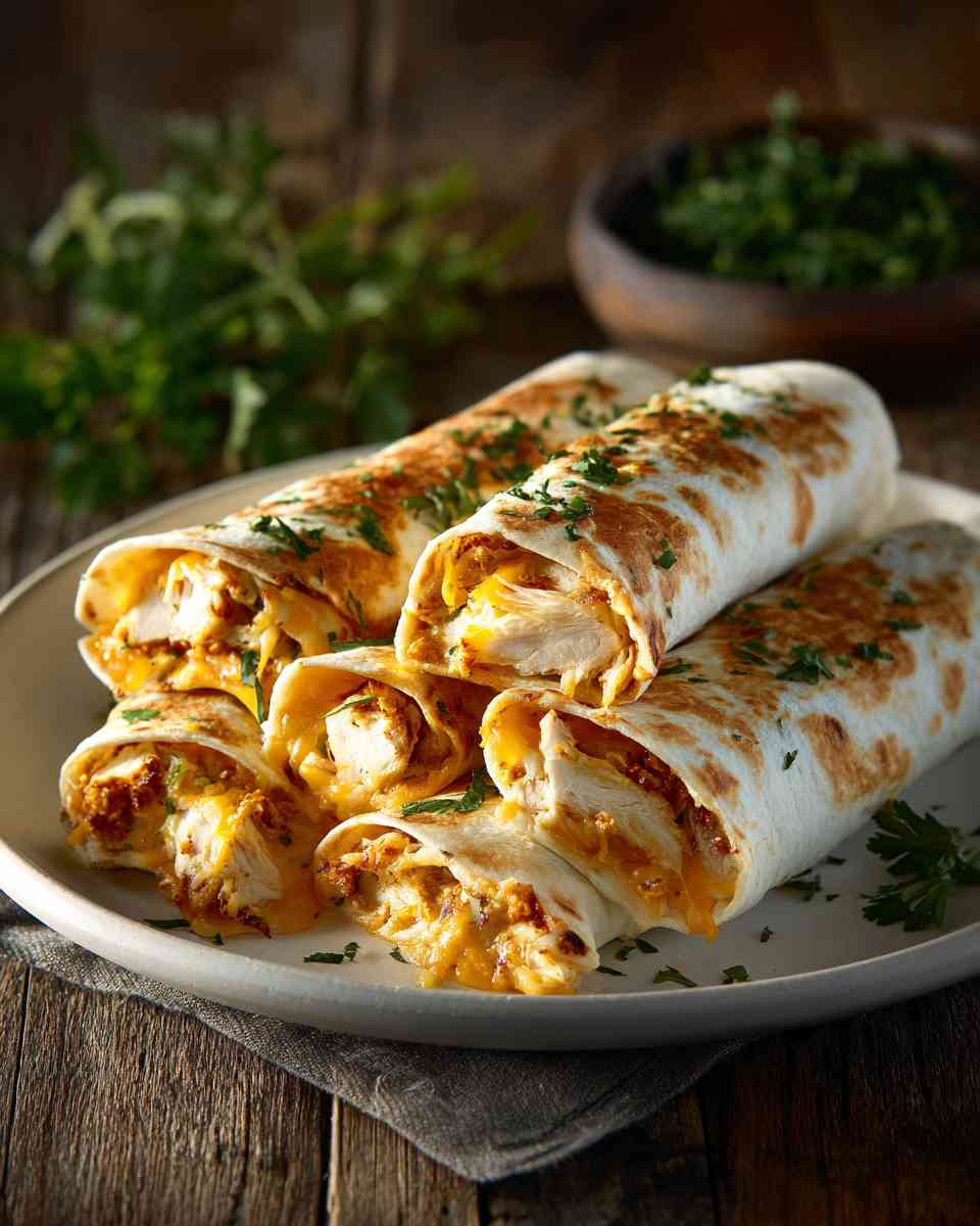 Baked Chicken and Cheese Burritos