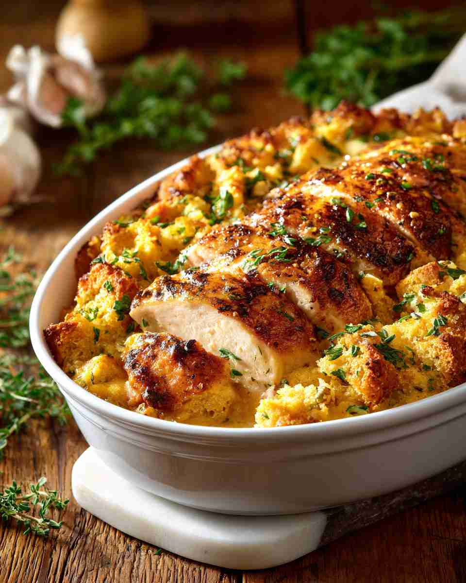Baked Chicken and Cornbread Casserole