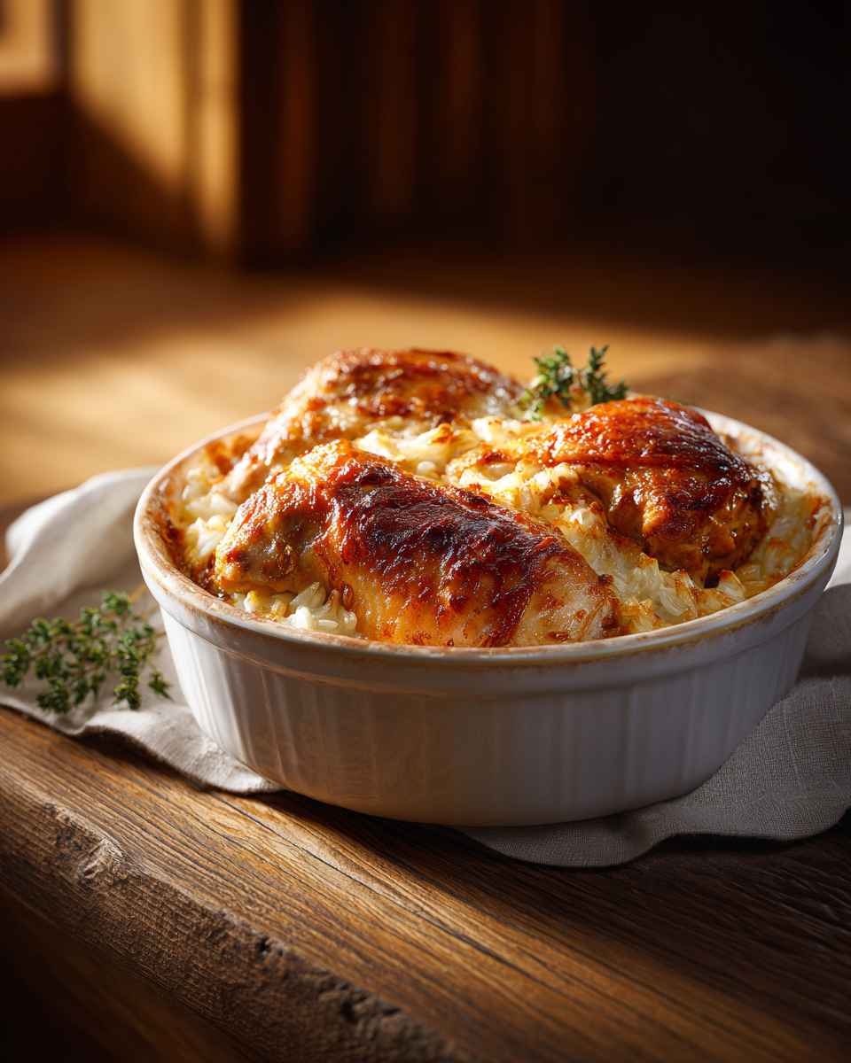 Baked Chicken and Creamy Rice Casserole