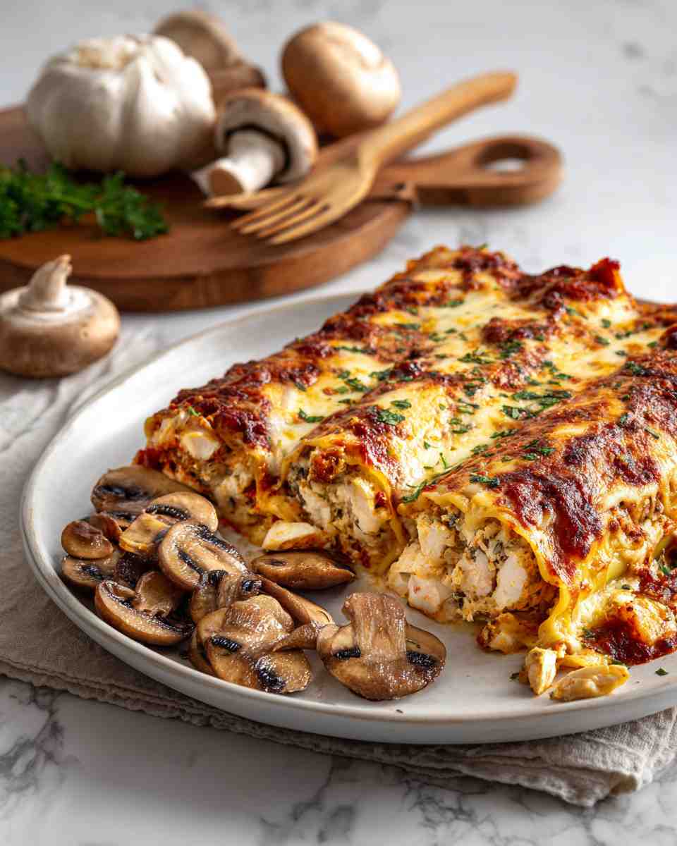Baked Chicken and Sausage Stuffed Manicotti