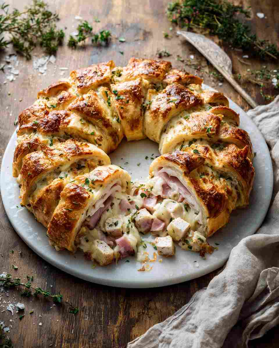 Baked Chicken Cordon Bleu Crescent Wreath