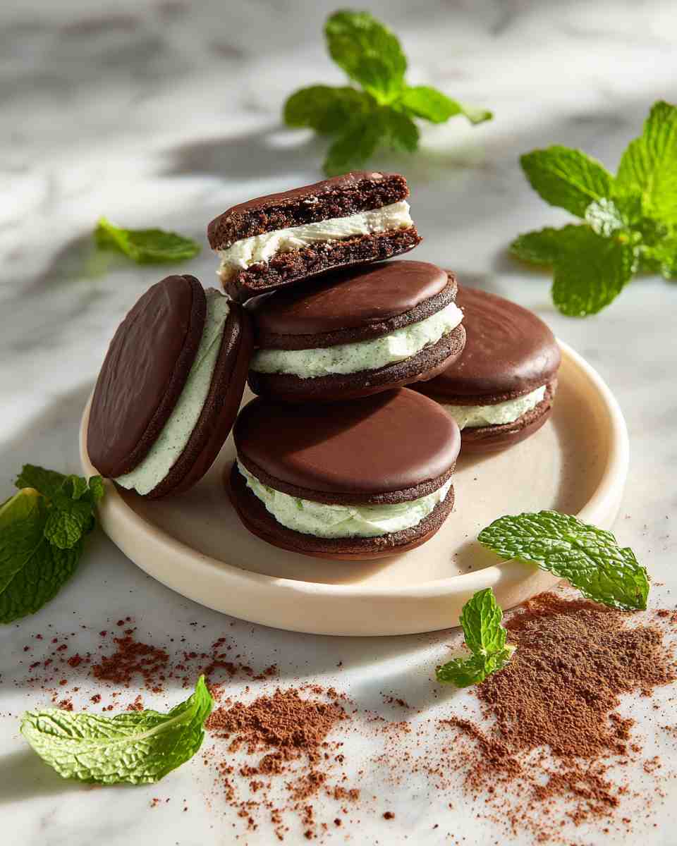 Baked Chocolate Mint Sandwich Cookies