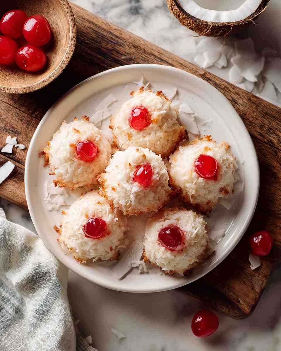 Baked Coconut Cherry Macaroons