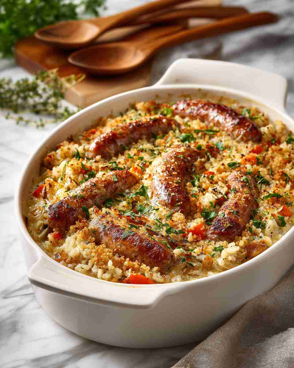 Baked Italian Sausage and Rice Casserole