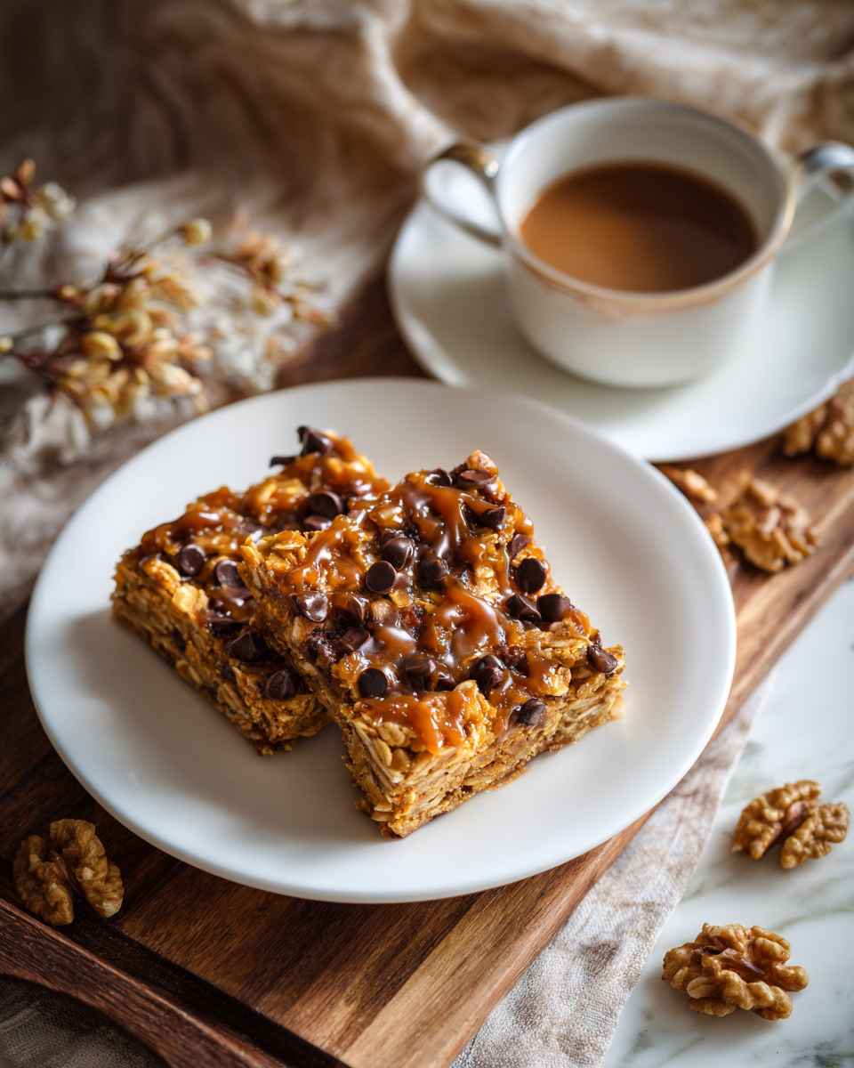 Baked Oatmeal Caramel Bars