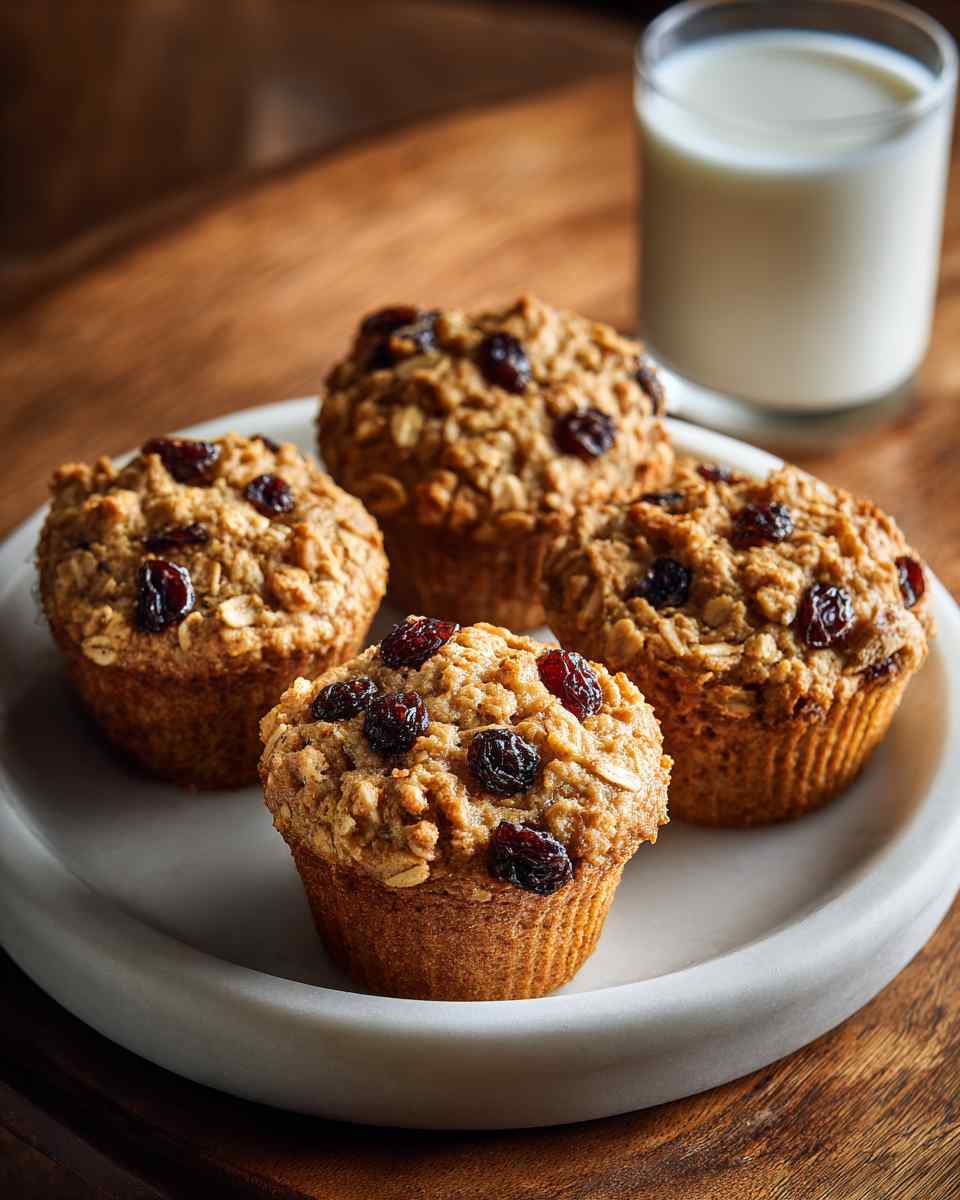 Baked Oatmeal Raisin Muffins