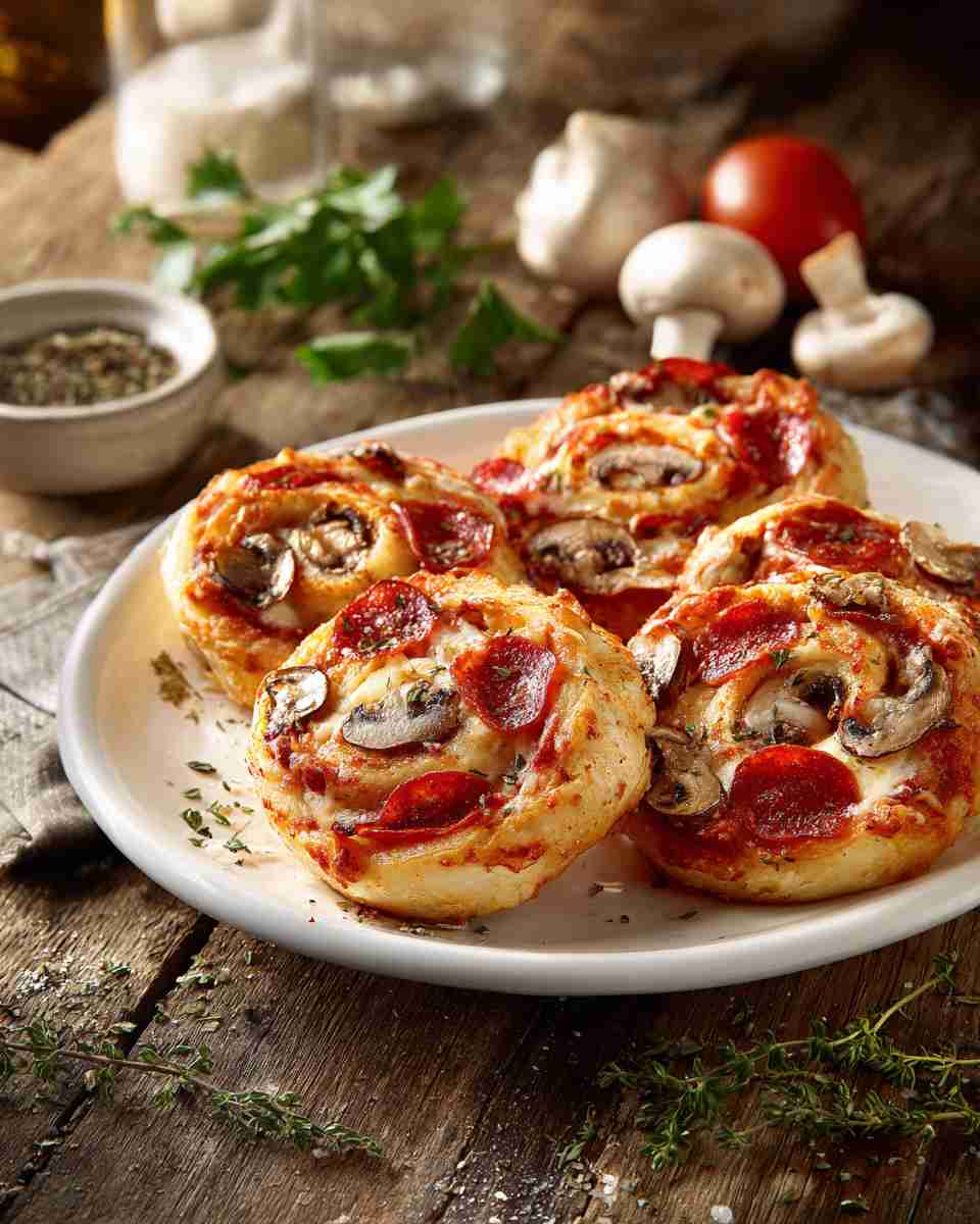 Baked Pepperoni and Veggie Calzone Pinwheels