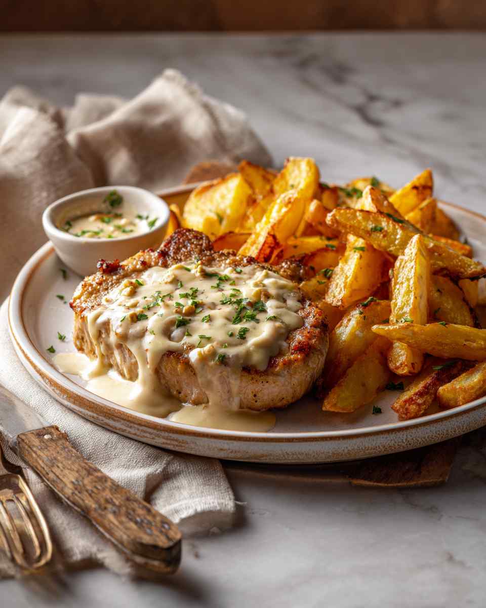 Baked Pork Chops with Cheesy Cottage Fries