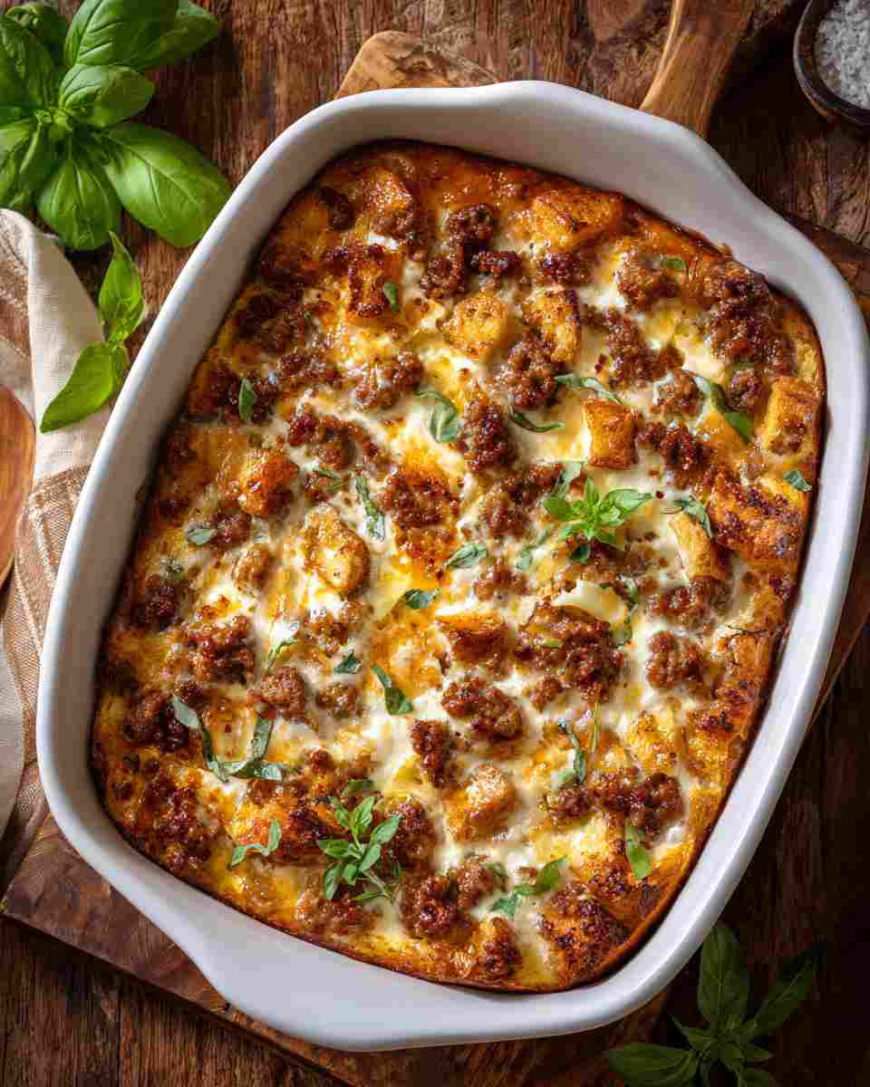 Baked Sausage and Brie Breakfast Casserole