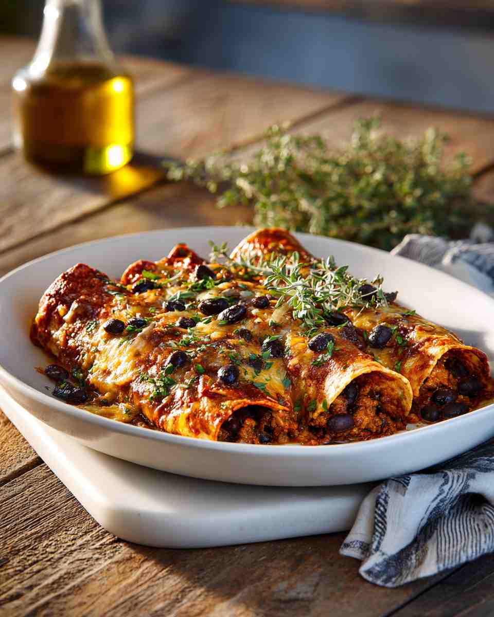 Baked Turkey and Black Bean Enchiladas