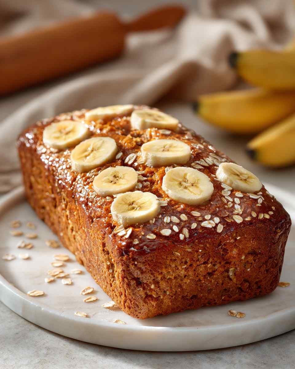 Banana Beer Bread with Oats and Sesame Seeds