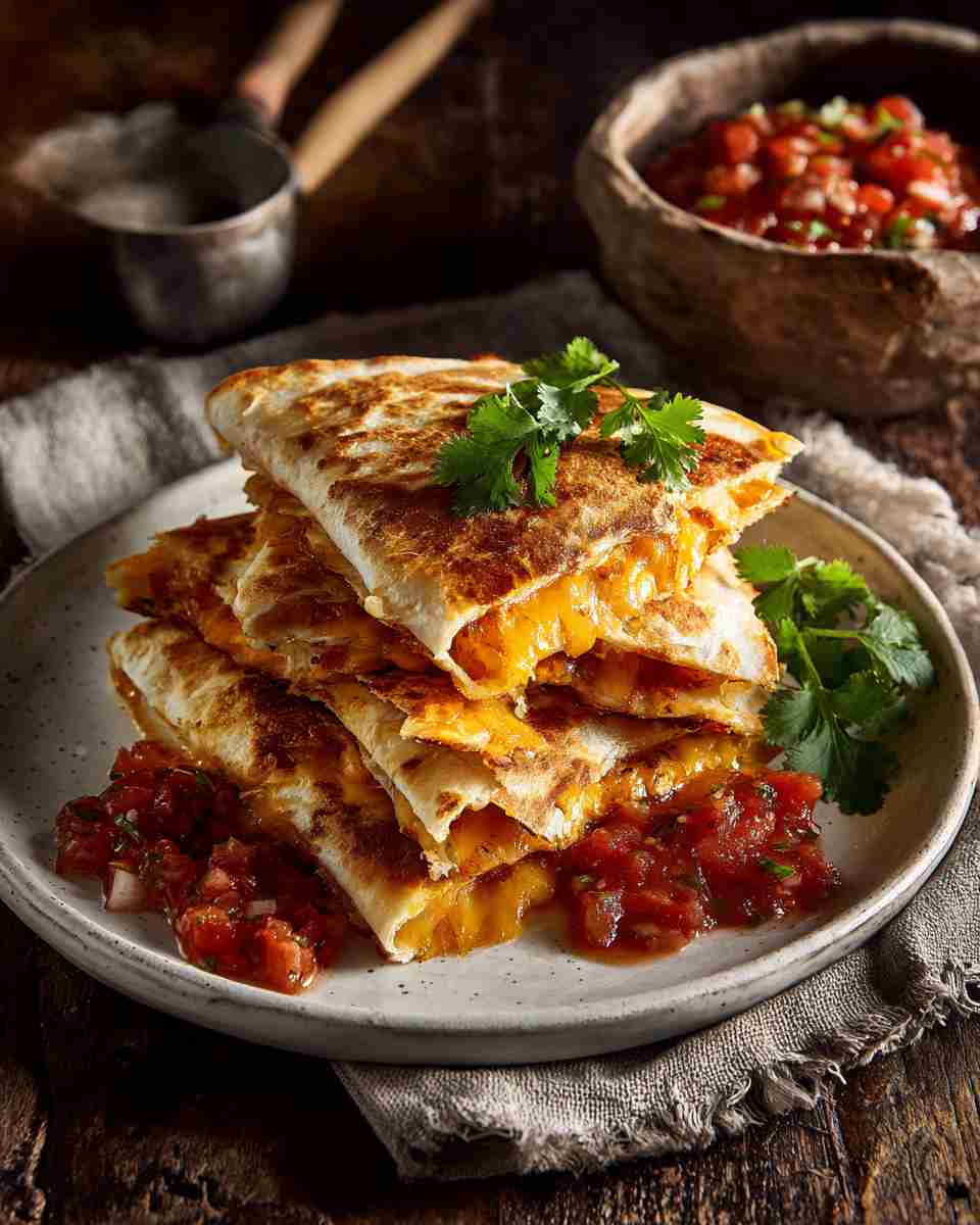 Broiled Cheesy Quesadillas with Salsa