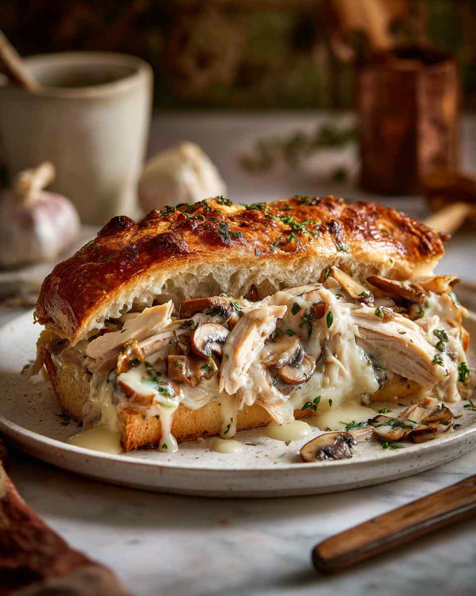 Broiled Chicken Alfredo Stromboli Sandwich