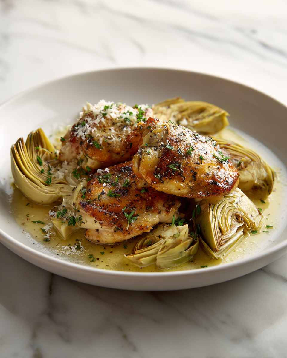 Broiled Chicken and Marinated Artichokes