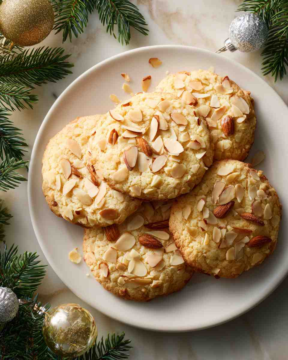 Buttery Almond Sugar Cookies with Crunchy Topping