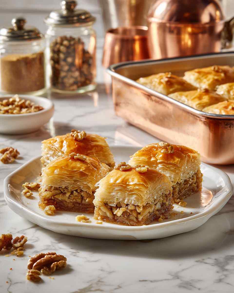 Buttery Baked Baklava with Walnut Filling