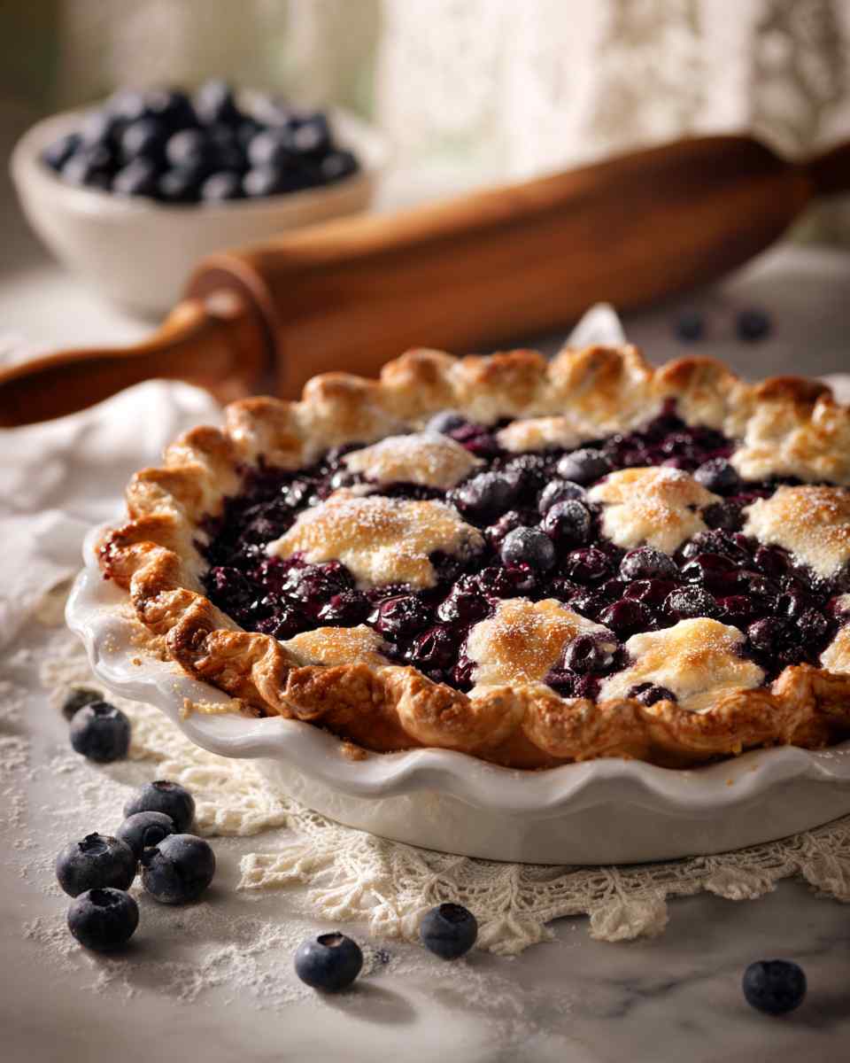 Buttery Baked Blueberry Pie