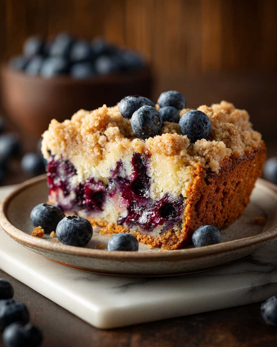 Buttery Blueberry Buckle Cake with Cinnamon Streusel Topping