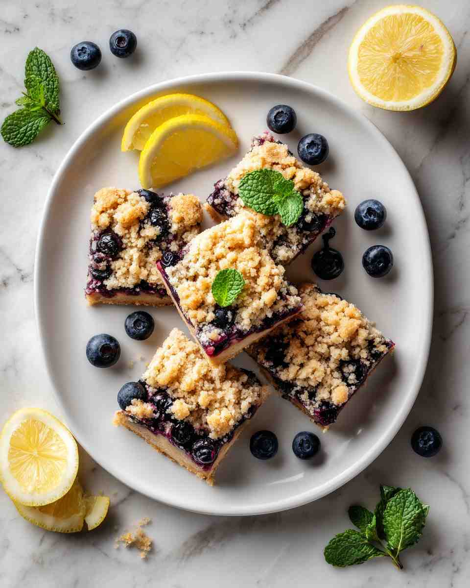 Buttery Blueberry Crumble Bars