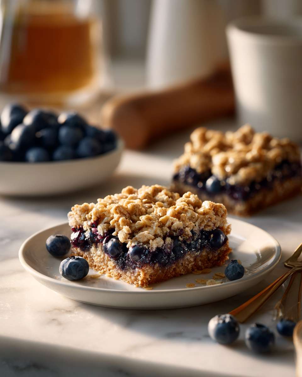 Buttery Blueberry Oat Crumble Bars