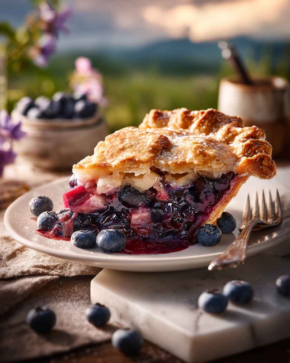 Buttery Blueberry Rhubarb Pie