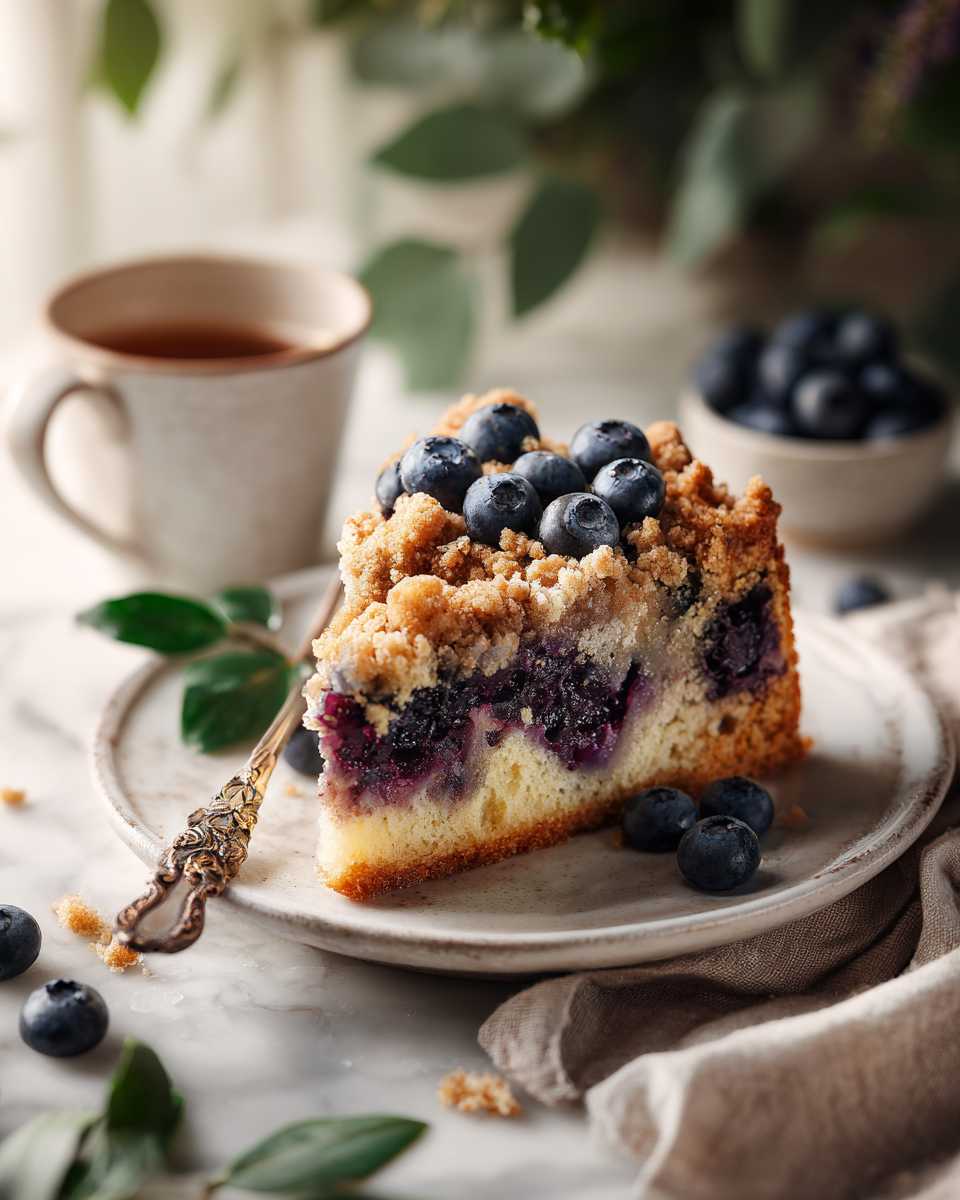 Buttery Blueberry Sour Cream Coffee Cake
