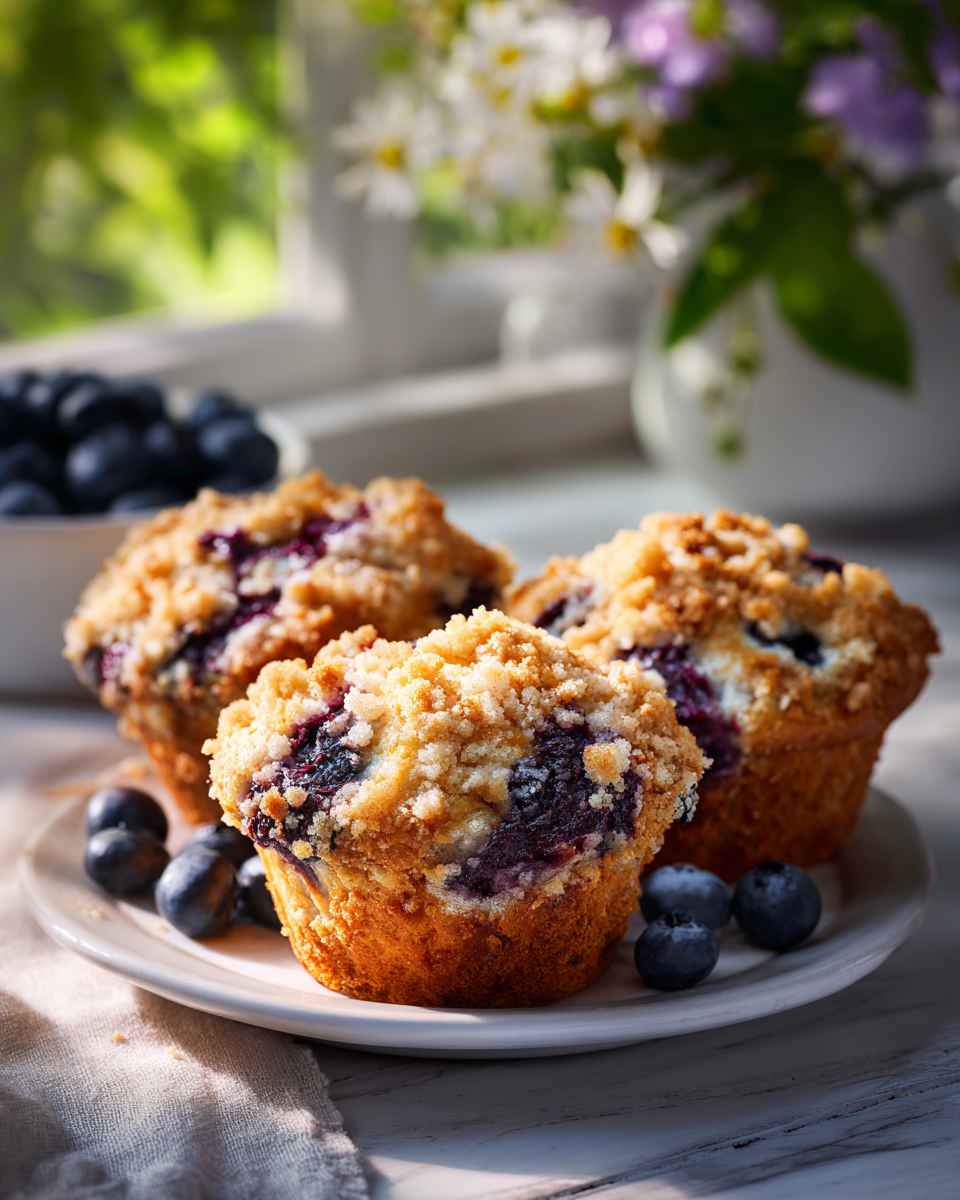 Buttery Blueberry Streusel Muffins