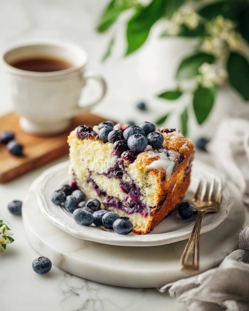 Buttery Blueberry Swirl Coffee Cake
