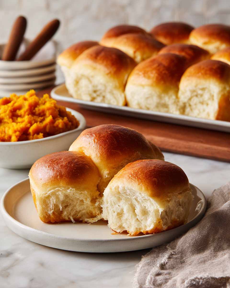 Buttery Butternut Squash Dinner Rolls