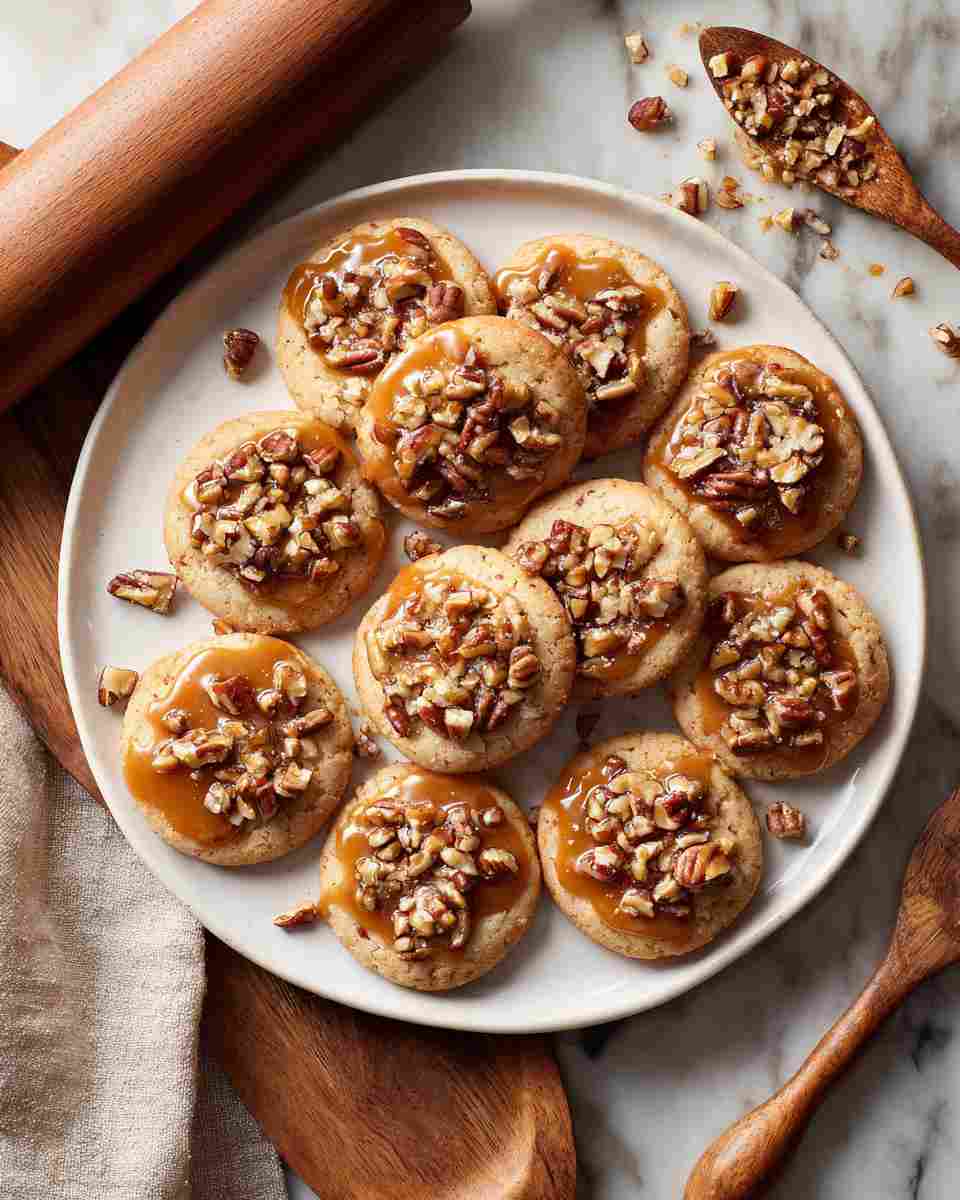 Buttery Caramel Pecan Shortbread Cookies