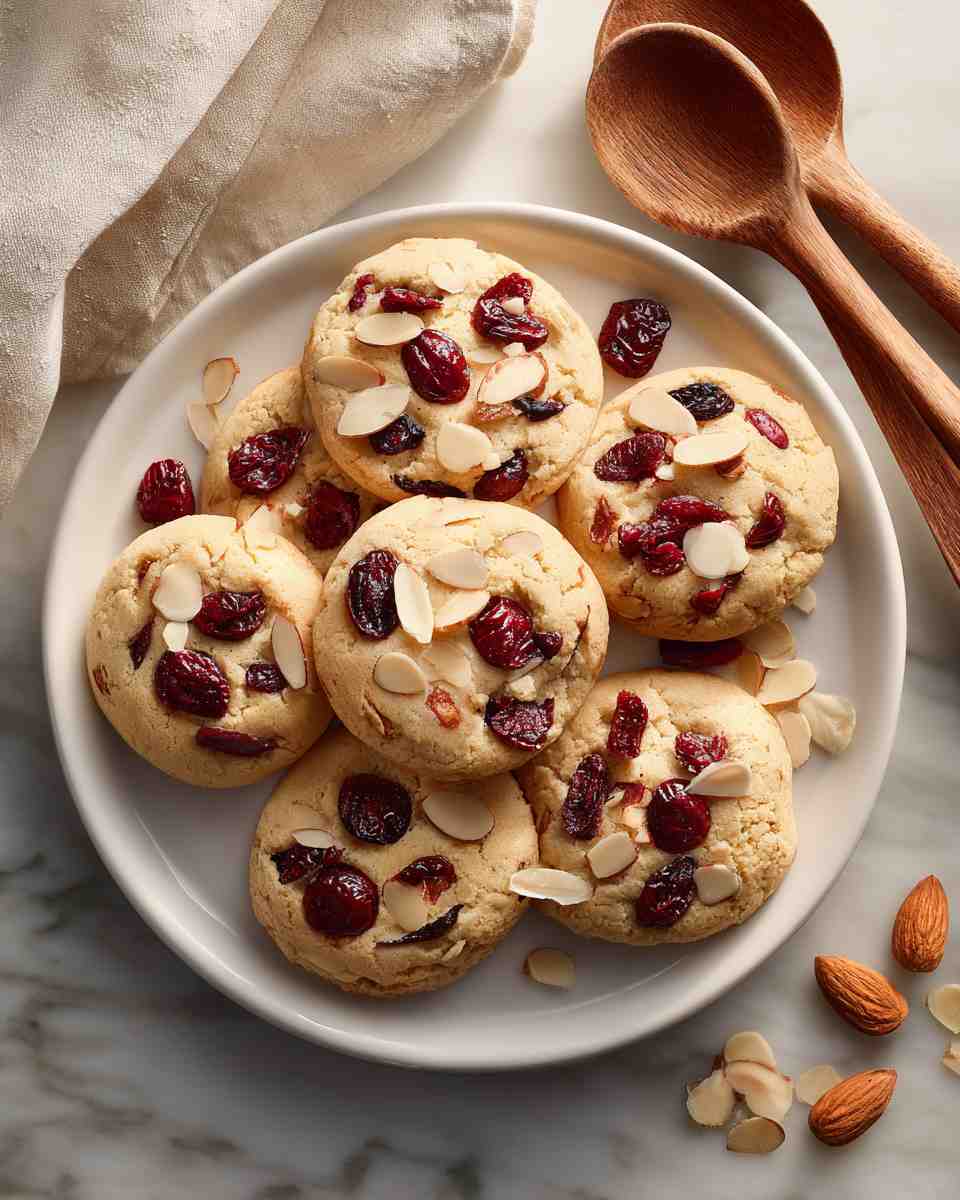 Buttery Cherry Almond Shortbread Cookies