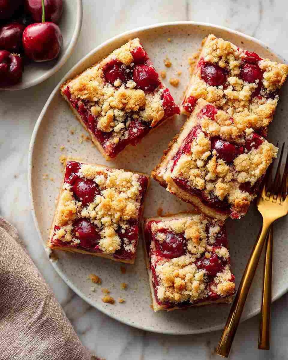 Buttery Cherry Crumble Bars