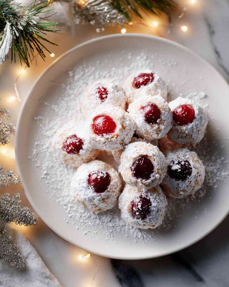 Buttery Cherry Snowball Cookies