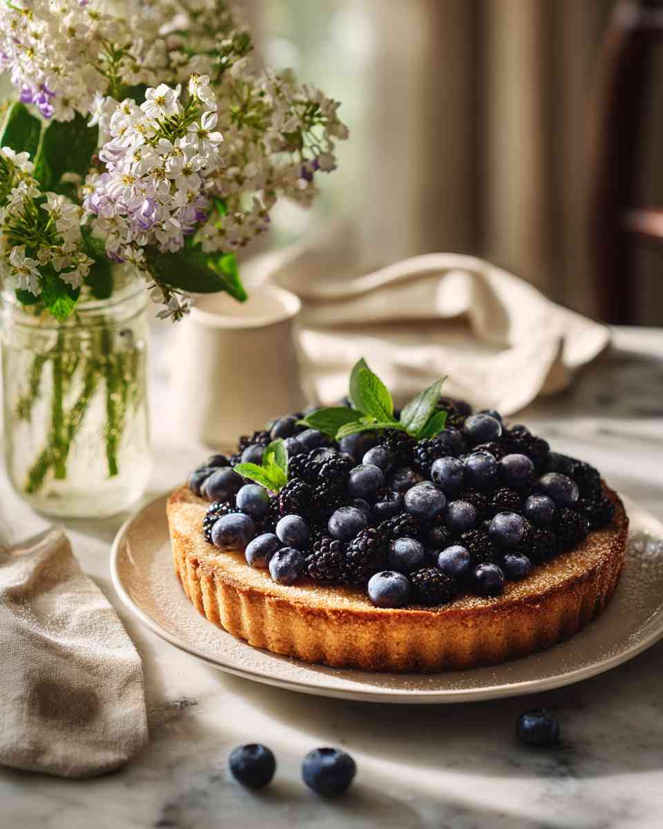 Buttery Cornmeal Crust Blueberry Blackberry Tart