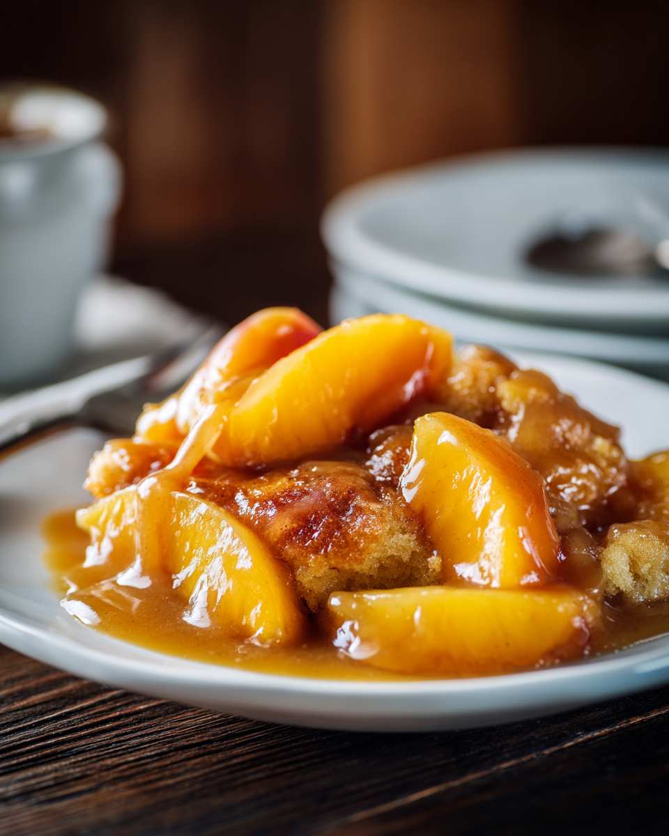 Buttery Peach Cobbler with Homemade Butterscotch Sauce