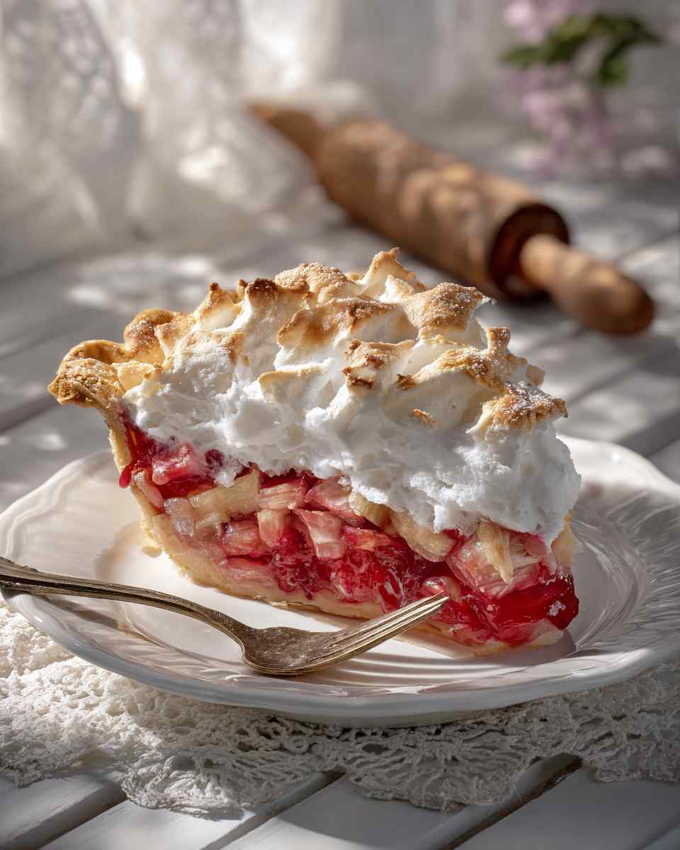 Buttery Rhubarb Meringue Pie