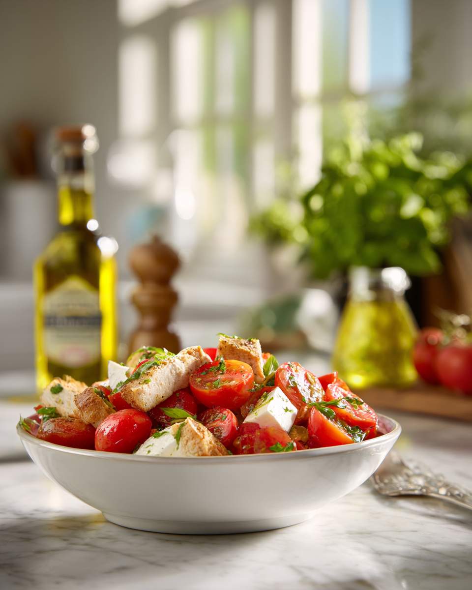 Caprese Chicken Salad with Garlic Crostini