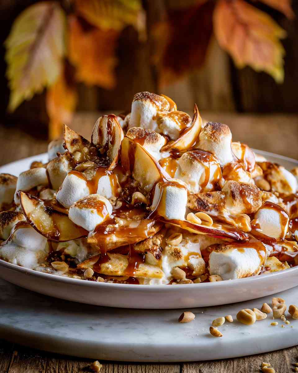Caramel Apple Nachos with Marshmallow Topping