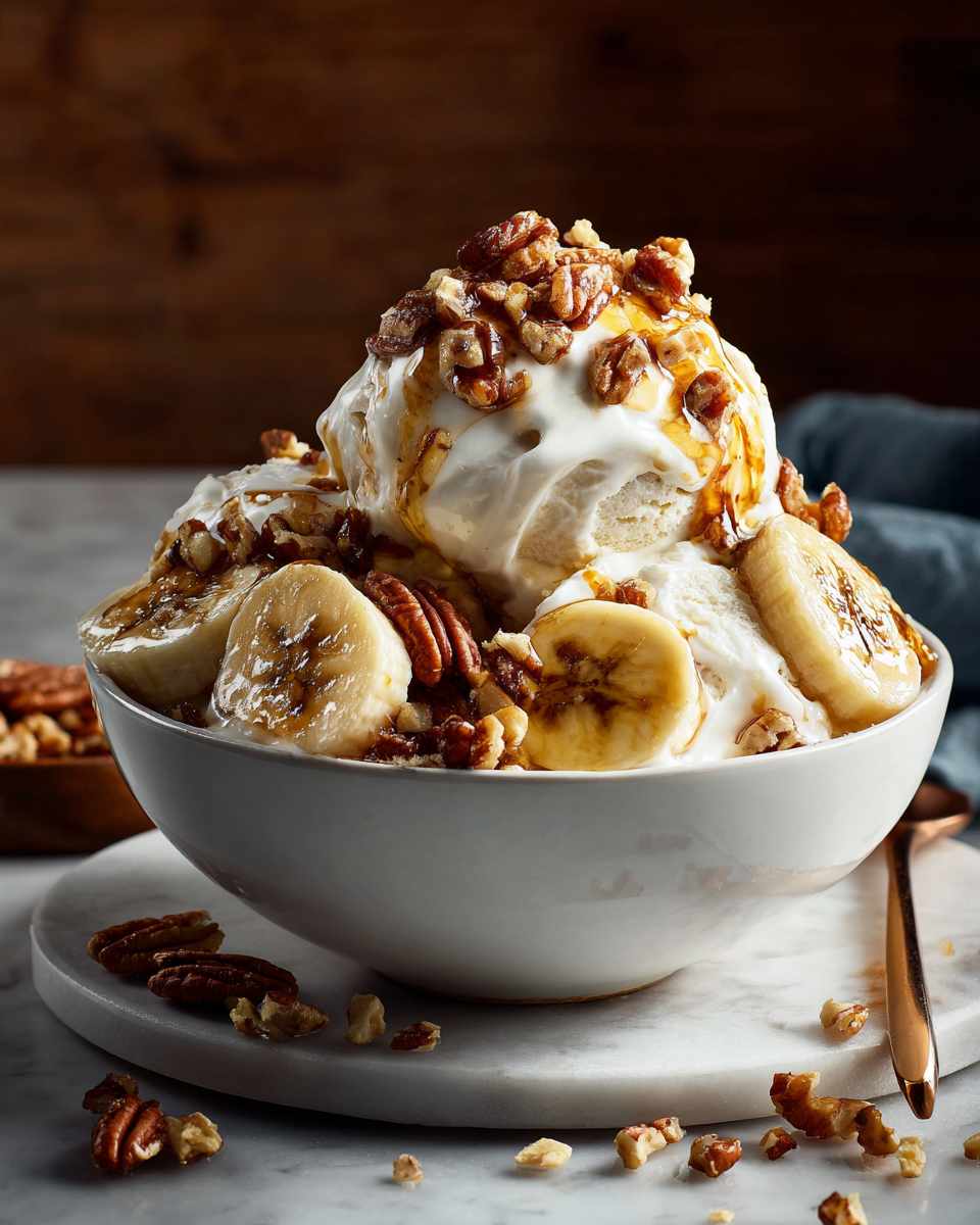 Caramelized Banana Sundae with Toasted Pecans