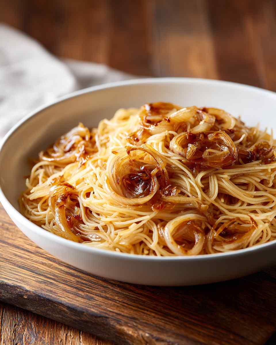 Caramelized Onion and Garlic Angel Hair Pasta