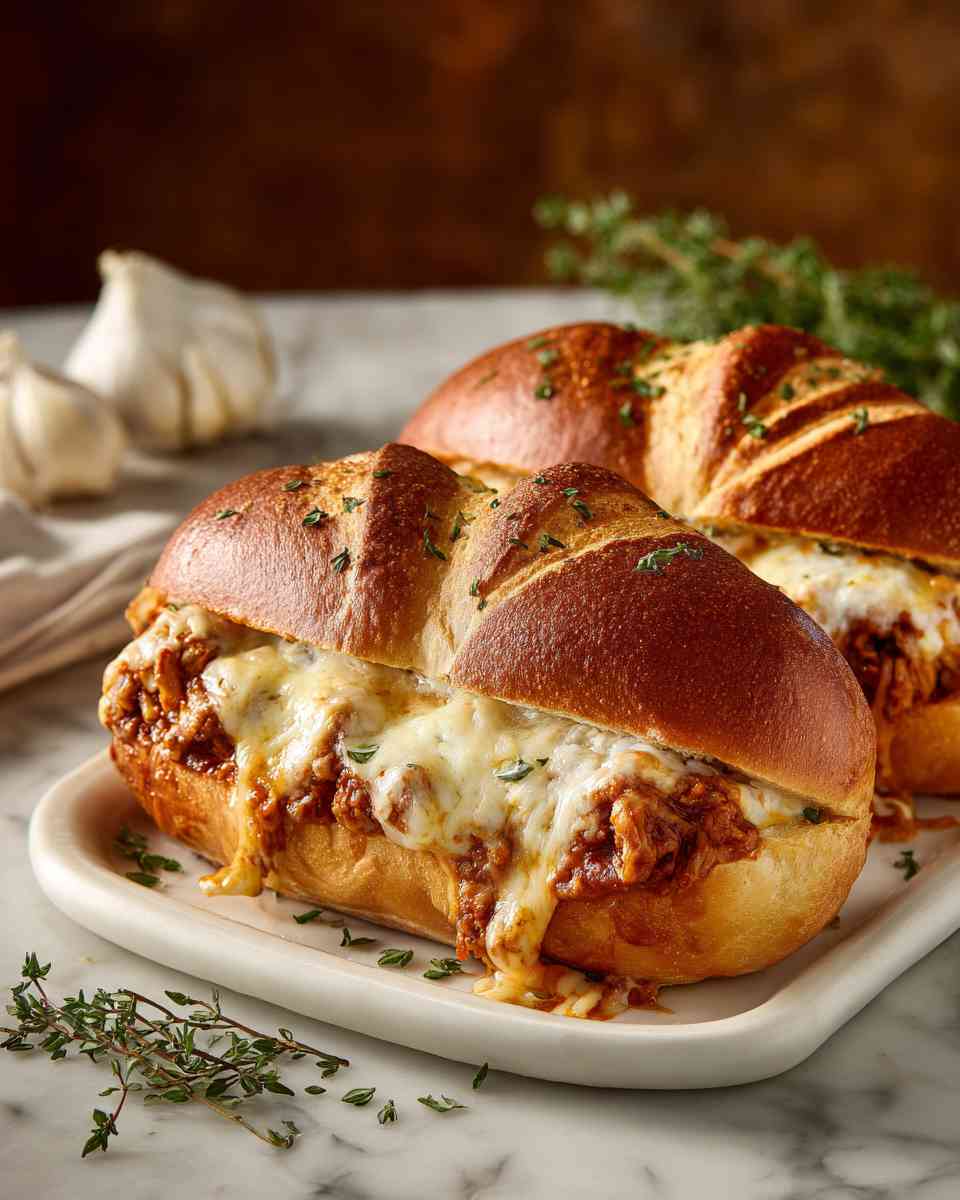 Cheesy Baked Lasagna Stuffed Hoagie Buns