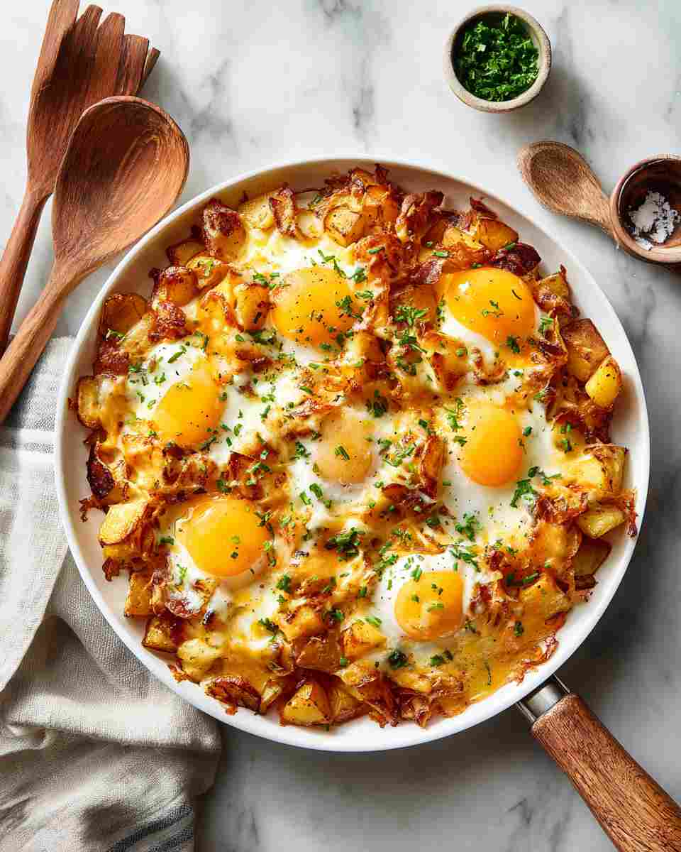 Cheesy Baked Potato Skillet with Eggs