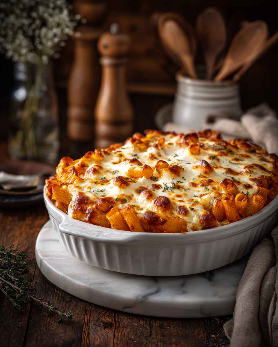 Cheesy Baked Ziti Pasta Casserole