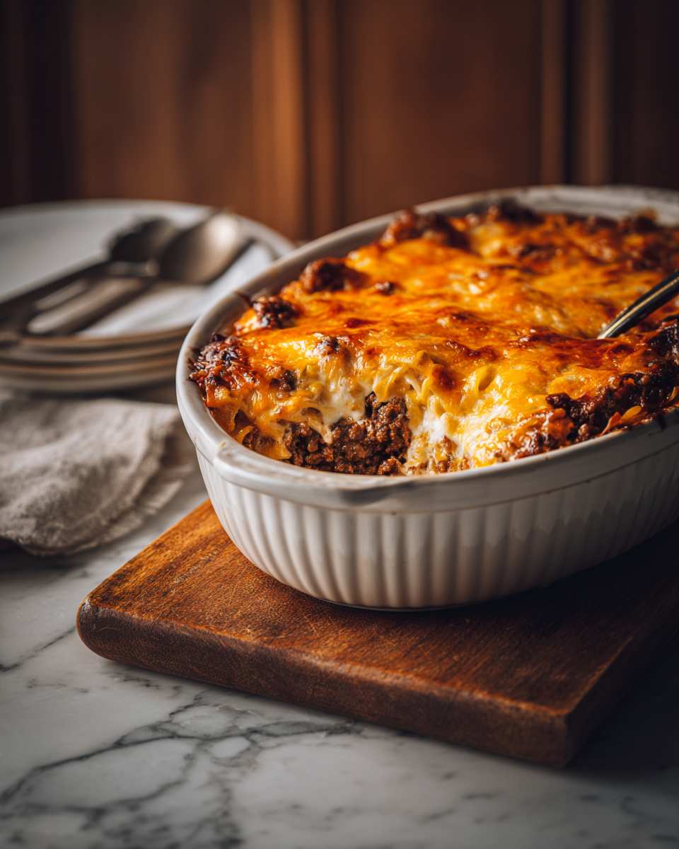 Cheesy Beef and Noodle Casserole