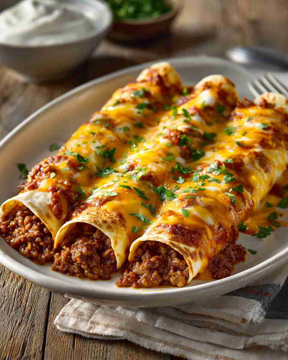 Cheesy Beef and Rice Enchiladas