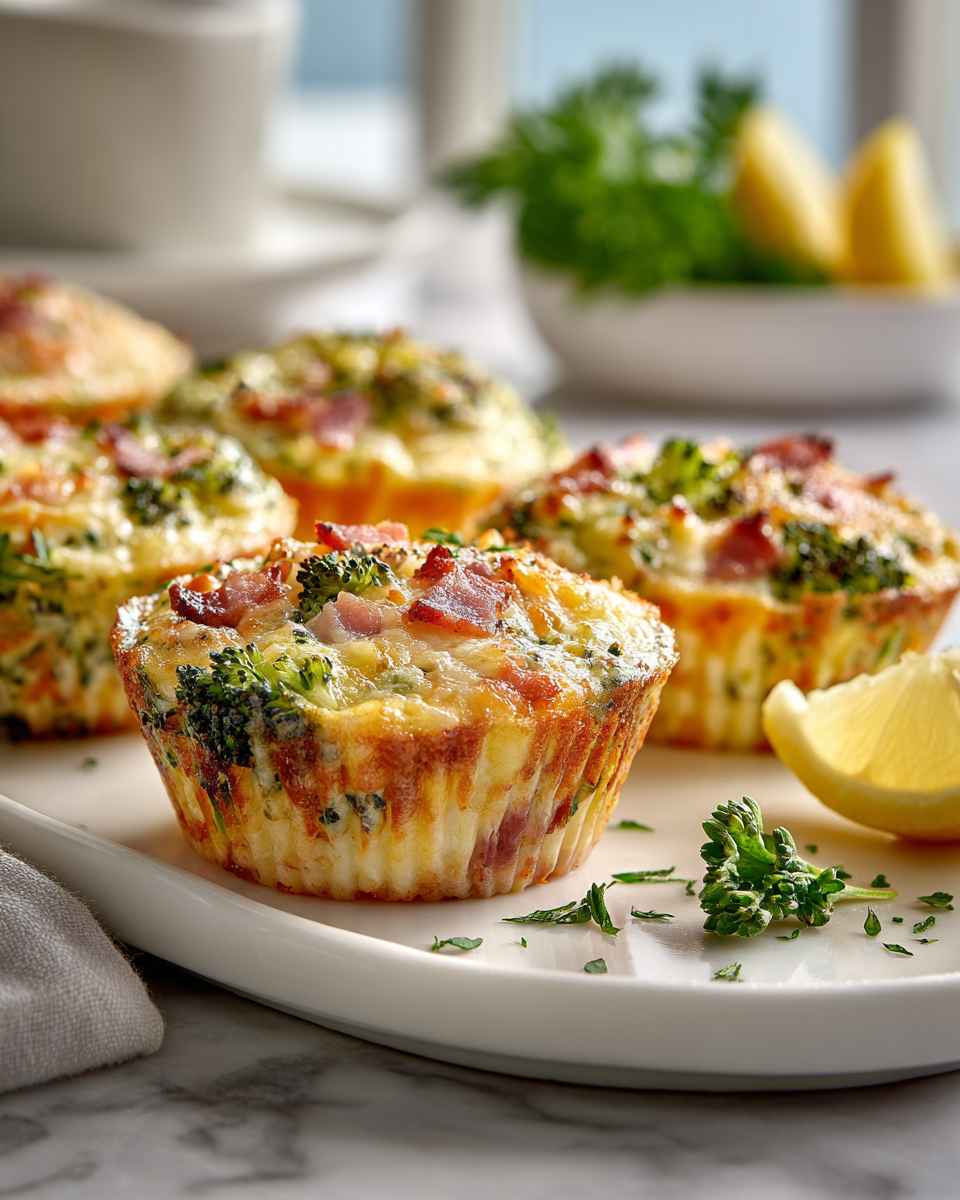 Cheesy Broccoli and Bacon Quiche Cups