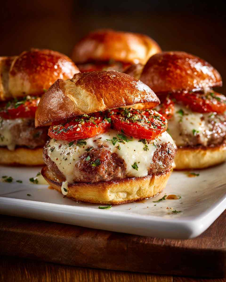 Cheesy Broiled Beef and Tomato Burgers